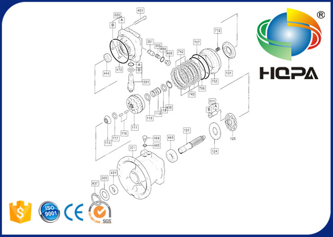 Jogos hidráulicos 4308814 do selo do motor de Hitachi EX200-3 das peças sobresselentes da máquina escavadora