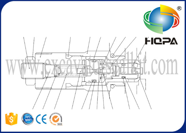 Válvula de escape YN22V00002F1 vice para a máquina escavadora Kobelco SK120-5
