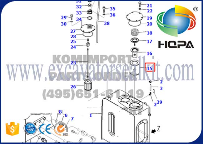207-60-71182 filtro de óleo hidráulico cabido no tanque hidráulico KOMATSU PC228US-3E0