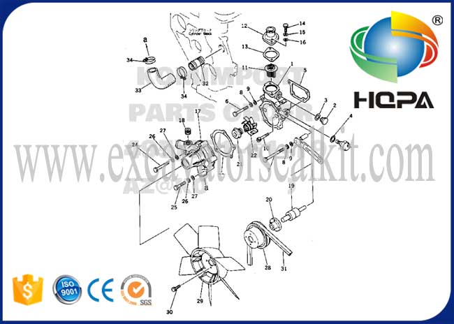 bomba de água 3D84 129001-42005 YM129327-42100 para KOMATSU PC20 PC30 PC38 WA30