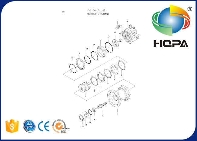 Jogo do selo do motor de 4334355 balanços para o motor do balanço de Hitachi EX100-2 da máquina escavadora