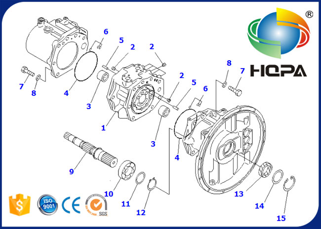 Jogo principal hidráulico do selo da bomba de 708-2H-00280KT 708-2H-00280 para KOMATSU PC350-6Z