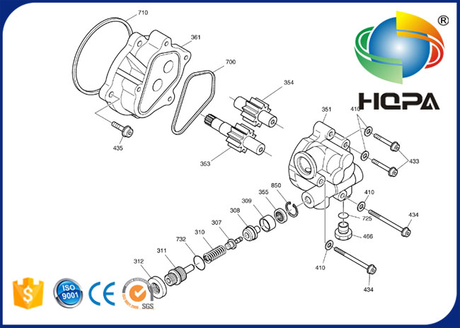 Jogo hidráulico do selo da bomba de engrenagem K9005450 para Doosan DX140LC DX140LC-3