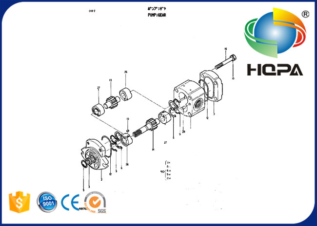 4206167 jogos hidráulicos do selo da bomba de engrenagem para Hitachi EX200 EX200K EX220 EX270