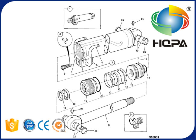 991/00158 991 00158 99100158 de inclinação Ram Cylinder Seal Kit para JCB 540S X; 540S